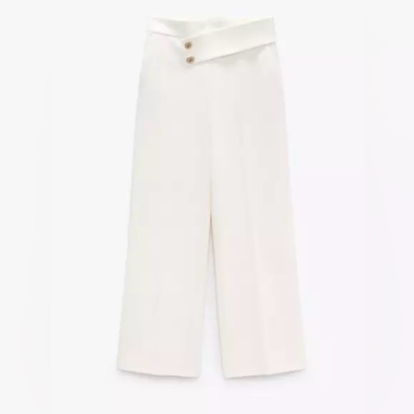 ZARA High Waisted Pants NWT Ivory S XS - Picture 9 of 12